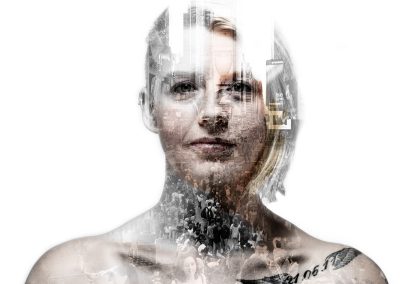 Bildbearbeitung double exposure | Portrait kombiniert mit Menschenmenge | von Andy Mock