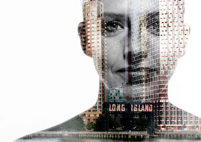 Bildbearbeitung double exposure | Portrait kombiniert mit Blick auf Long Island, New York | von Andy Mock